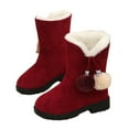 thumbnail image 2 of breaise Girls Winter Boots Mid-Calf Bowknot Booties Kids Lightweight Warm Plush Soft Velvet Girls Fancy Boots, 2 of 9