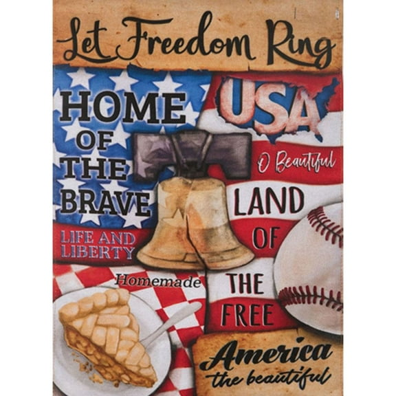 Evergreen Burlap Garden Flag - Americana Collage