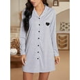 thumbnail image 2 of Diconna Chemise de Nuit pour Femmes, Manches Longues, Boutonnée, Col à Revers, Robe de Nuit, 2 of 8