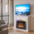 thumbnail image 3 of Paproos 43” Electric Fireplace with Mantel, Freestanding Electric Fireplace Heater with Remote Control, Realistic Flame, Timer, Ultra-Thin Fireplace Insert with COB LED for Living Room, 1400W, White, 3 of 8