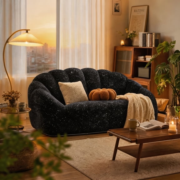 Jivora 55" Oversized Bean Bag Sofa, Plush Faux Fur Lounge Chair with Armrests