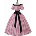 thumbnail image 5 of Pink and White Striped Victorian Rococo Dress Marie Antoinette Ball Gown Plus Size for Women, 5 of 6