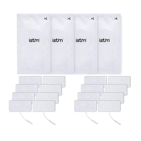 Electrodos TENS iStim Super Soft de 5 x 5 cm para masaje TENS EMS - Gel 100 % japonés (5 x 10 cm - 16 unidades)