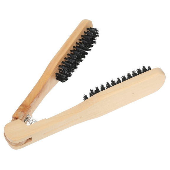 Milisten Wood Hair Straightening Comb for Smooth Natural Hair Beige Gentle on Hair Vshaped 6.5 inches