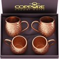 thumbnail image 1 of Moscow Mule Copper Mugs - Pure 100% Solid Hammered, Unlined Copper Cups For Icy Cold Cocktails, 1 of 6