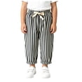 thumbnail image 4 of Xyant Toddler Girl Boy Cotton Linen Pants Striped Wide Leg Casual Pant Elastic Waist Summer Fall Trousers Kids Loose Long Pants (Black,3-4 Years), 4 of 7