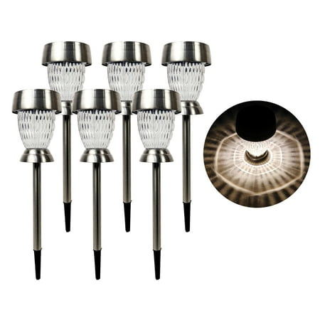 Bliss Outdoors Solar Powered LED Pathway Lights  14-in. Tall  6-Pack  Diamond Pattern Design  Waterproof IP44