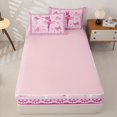 thumbnail image 4 of Erosebridal Ballet Dancer Silhouette Pattern Zipper Queen Comforter Set with Fitted Sheet and 2 Pillowcases,Cute Bow Zipper Bedding Set,Hot Pink Green,Pink Reversible, 4 of 6