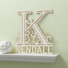 White Floral Initial Wood Plaque