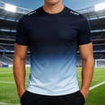 thumbnail image 2 of XFeng.Men's Gradient Color Quick Dry Athletic Short Sleeve T-Shirt, Breathable Crew Neck Running Sports Tee.Blue.L, 2 of 7