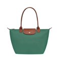 thumbnail image 1 of Bolso de mano con forma de bola de masa de nailon para mujer, bolso de mano de gran capacidad con asa de cuero, impermeable, plegable, de un solo hombro, 1 of 5