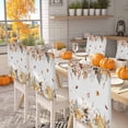 thumbnail image 2 of Fall Pumpkins Orange Chair Covers Set of 4 Thanksgiving Brown Maple Leaf Chair Back Covers Stretch Removable Washable Slipcovers Protector for Dining Room Kitchen Party Decor, 2 of 5