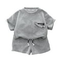 thumbnail image 2 of YTDSCS 2Pcs Toddler Baby Boys Summer Tracksuit Outfits Set 9 Months-5T Newborn Short Sleeve T-Shirt Shorts Set Kids Solid Color Sports Short Sleeved +Shorts Pant Sports Set, 2 of 8