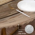 thumbnail image 3 of Farmhouse Beige Brown Round Tablecloth, Fitted Table Cover with Elastic for 45"-54" Round Tables, Vintage Wooden Striped Table Cloth Outdoor Indoor Dinning Party Waterproof Tablecloths, 3 of 7