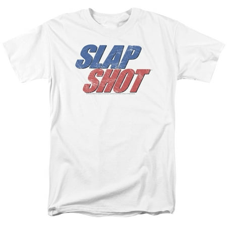 Slap Shot Blue And Red Logo Mens Short Sleeve Shirt (White,