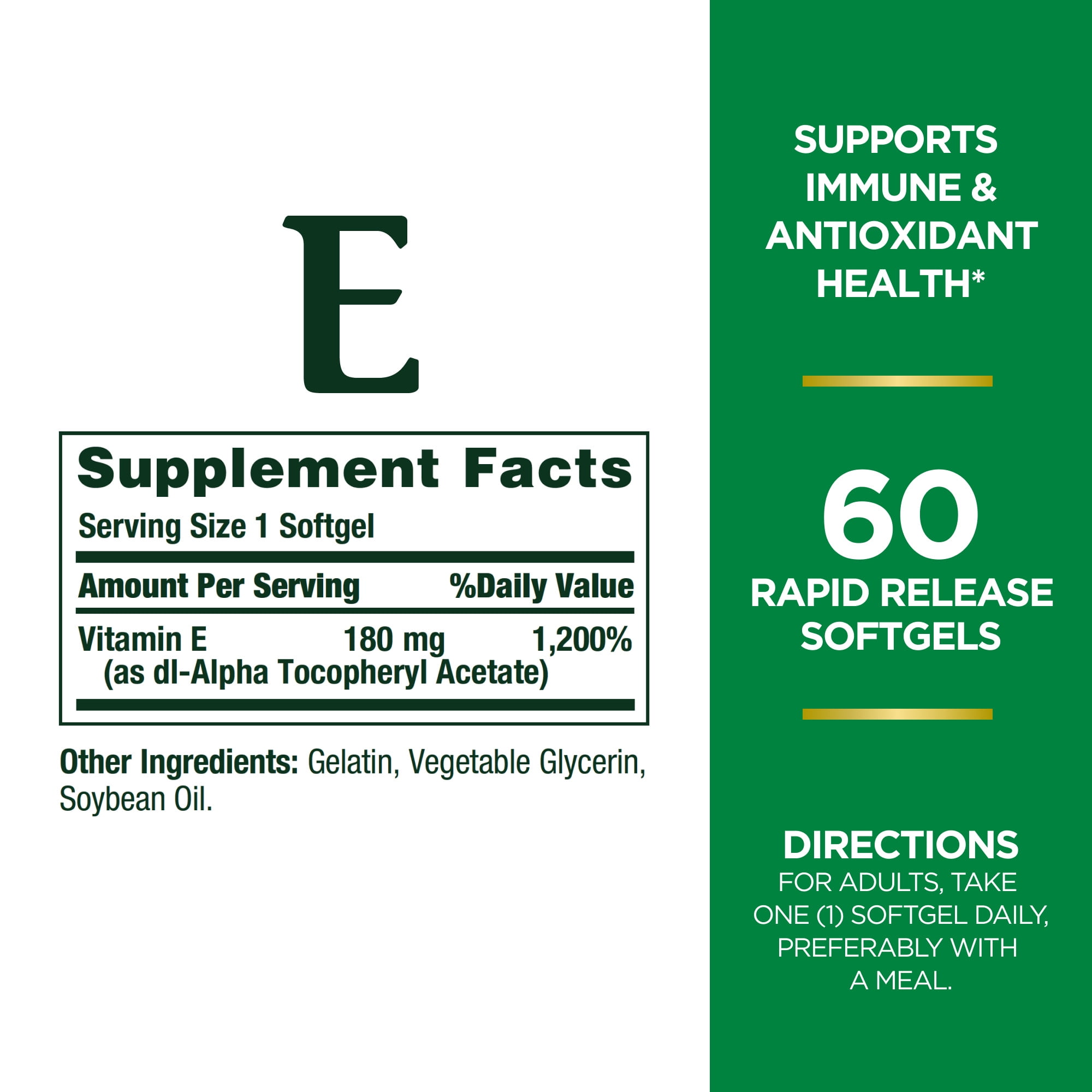 (3 pack) Nature's Bounty® Vitamin E Pure dl-Alpha 180mg (400 IU), 120 Softgels