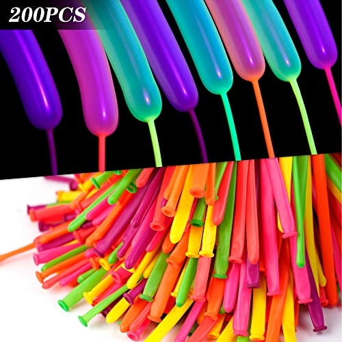 200 piezas de neón Glow Globos Largos Globos Refactivos Fluorescentes Globos Largos Globos Kolewo4ever Kolewo4ever