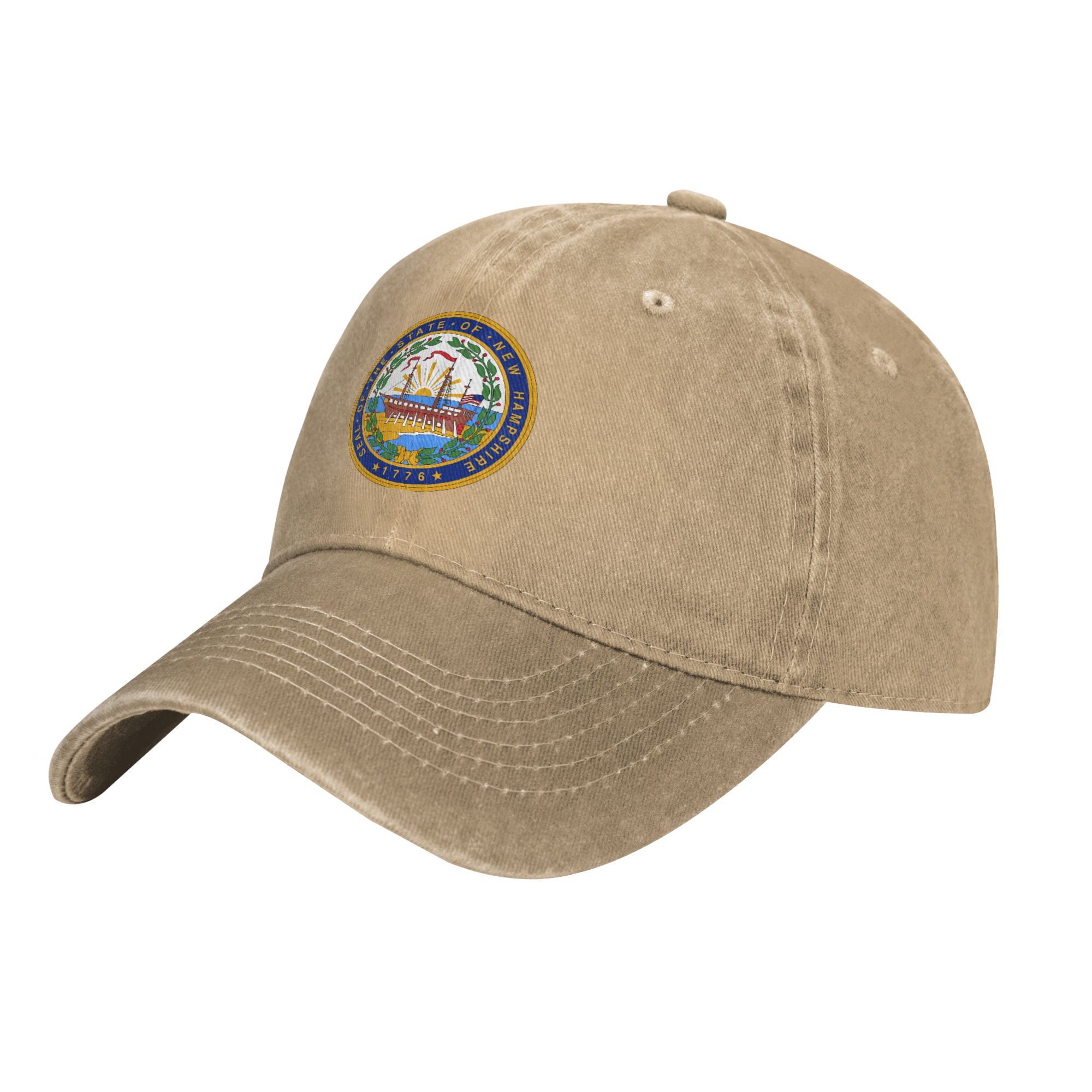 ZICANCN New Hampshire Seal Flag Adjustable Baseball Cap Women , Hats for Men  Adult Washed Cotton Denim Baseball Caps Fashion 