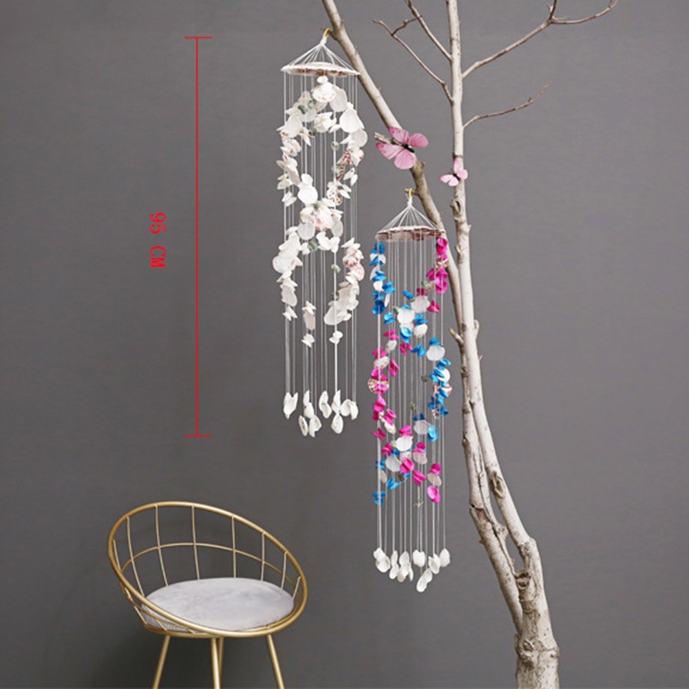 Gesuoke Shell Wind Chime Ornament Beach Out Door Decor Seashell Hanging Wind-bell Out Door Decoration Conch Window Home Supply