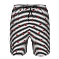 thumbnail image 4 of Yiaed Ladybugs on Black and White Striped Print Men's Swim Trunks with Lining Quick Dry Sports Shorts Beach Shorts Boardshorts-3X-Large, 4 of 5