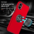 thumbnail image 2 of for iPhone XS Max Case, 360° Rotatable Ring Holder Kickstand Dual Layer Military-Grade Drop Tested Protection Support Car Holder Mount Magnetic Absorbing Bumper Phone Case, Red, 2 of 7