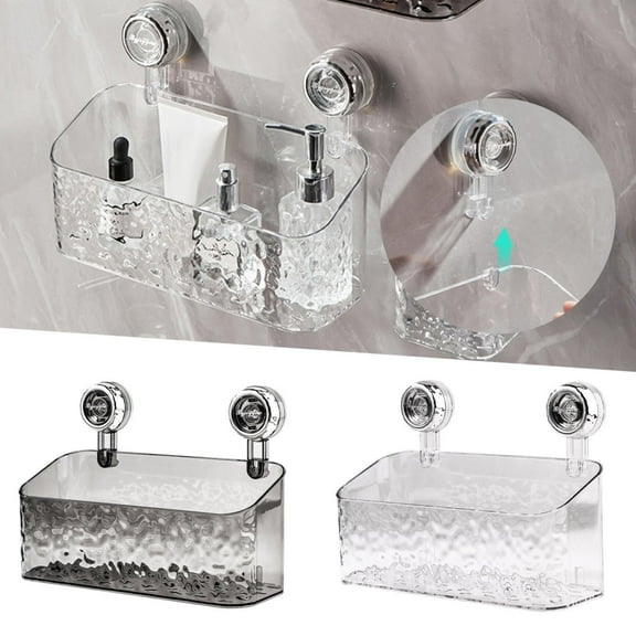 2024 Shower Caddy Light Luxury Glacier Pattern Suction Cup Shelf Shower Dispenser Soap Organizer Multifunctional Bathroom Removable Shower Basket for Kitchen Bathroom (D*1Pcs)