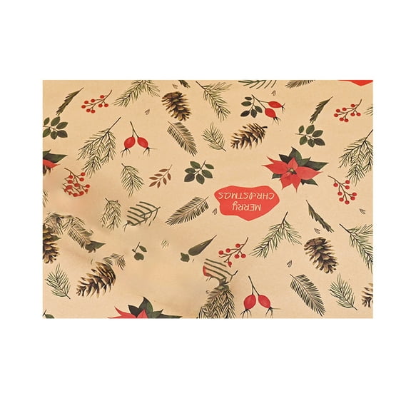 Vintage Christmas Wrapping Paper, 19.69×29.13 inch Kraft Gift Decoration Paper for Holiday Present Wrapping, Retro Design for Seasonal Crafts