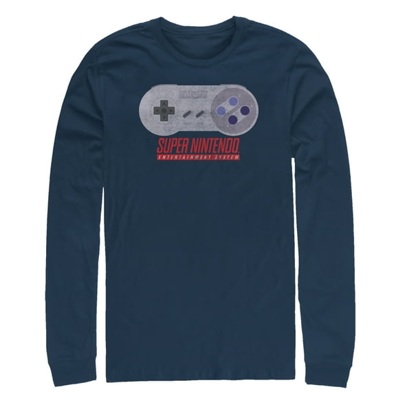 Men's Nintendo SNES Controller Long Sleeve Shirt Navy Blue Medium