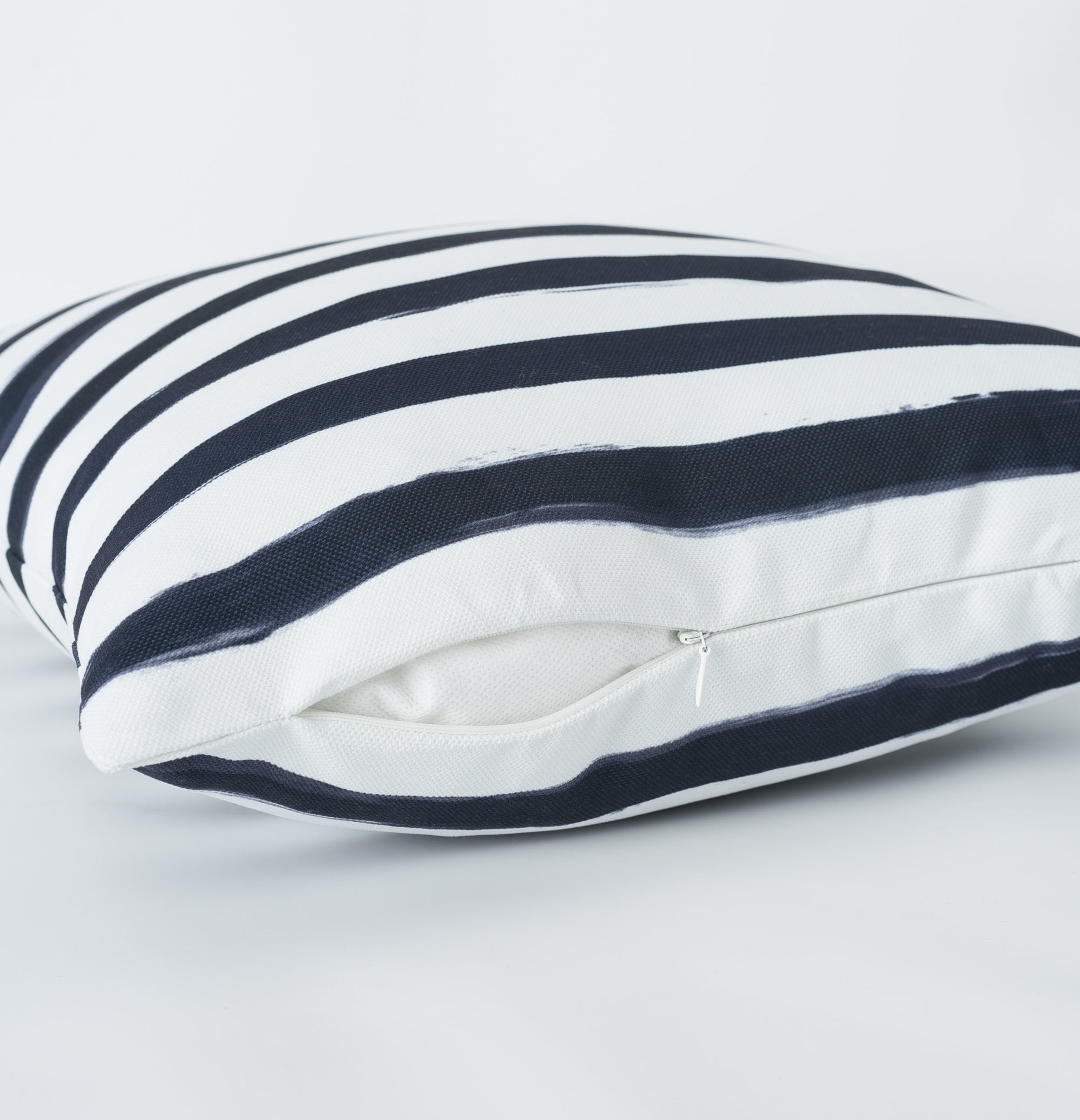 Ada Home Decor Black & White Stripes Contemporary Pillow