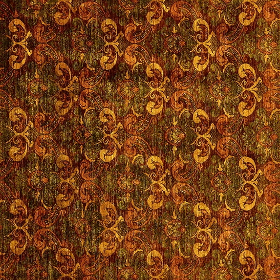 Ahgly Company Machine Washable Indoor Square Abstract Yellow Modern Area Rugs, 5' Square