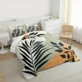 thumbnail image 3 of Manfei Tropical Botanical Leaf Full Size Comforter Sets,Minimalsit Aesthetic Bedding Comforter Set,Green Orange Beige Bedding Sets For Children,Microfiber Bedroom Decor Reversible,3-Piece, 3 of 8