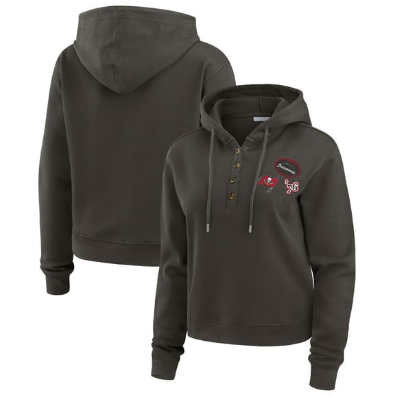 Women's WEAR by Erin Andrews Pewter Tampa Bay Buccaneers Waffle Hoodie Pullover Top