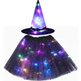 thumbnail image 3 of Luces LED luminosas para mujer, niña y niño, sombrero de elfo, bruja, falda con estrellas, telaraña, disfraz de mago, regalo para fiesta, festival de Halloween, 3 of 5