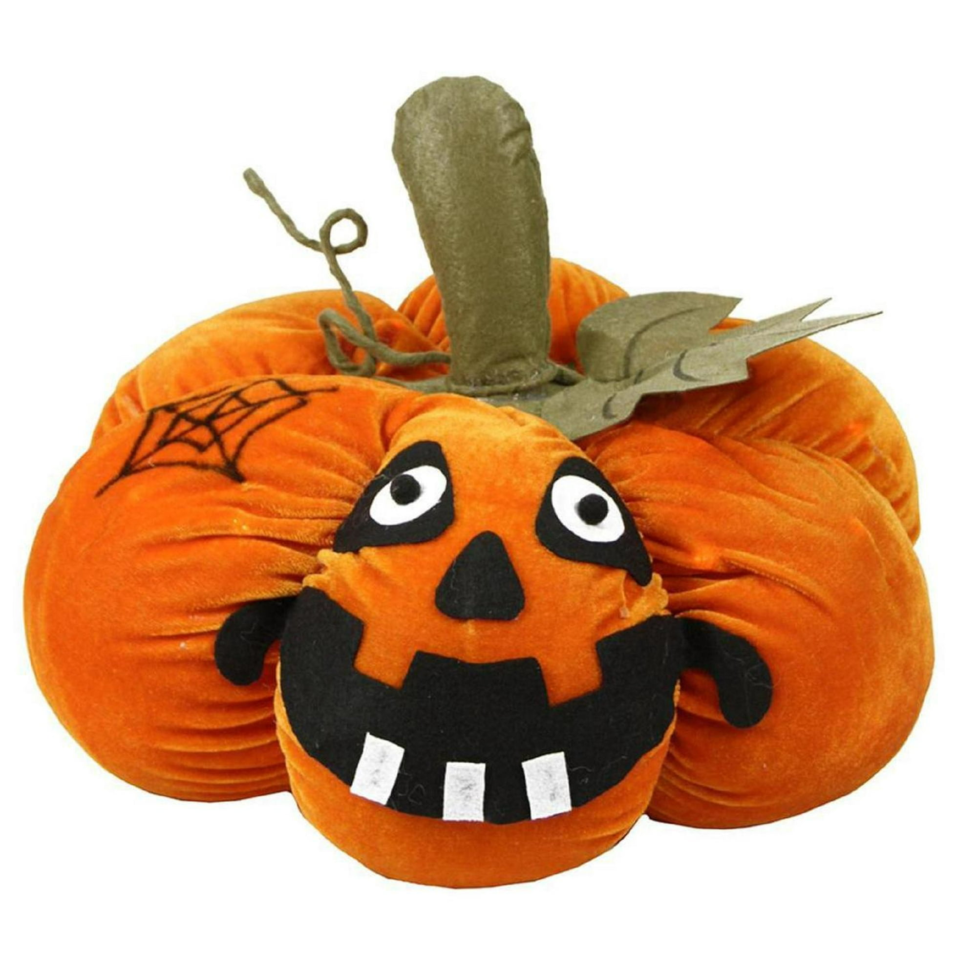 15 Led Lighted Plush Orange Jack O Lantern Pumpkin Halloween