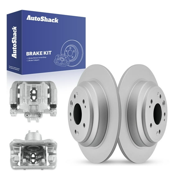 AutoShack 12" (304.7 mm) Rear Solid Brake Rotors Coated   Calipers | Replacement for 2010-2011 Honda Accord Crosstour | 4-PC Brake Kit | ArmorStop