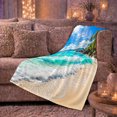 thumbnail image 6 of Turquoise Tropical Wave by Palm Shore, Vibrant Coastal Style for Ocean Lovers, Blue Sky Beach Scene and Birthday Gift, Cozy Flannel Blanket for Sofa and Sunroom, Nautical Home Decor, 6 of 9