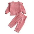 thumbnail image 6 of WIBACKER Baby Girls Fall Velvet Long Sleeve Outfits Toddler Ruffle Sweatshirt Bow Long Pant Clothes, 6 of 10