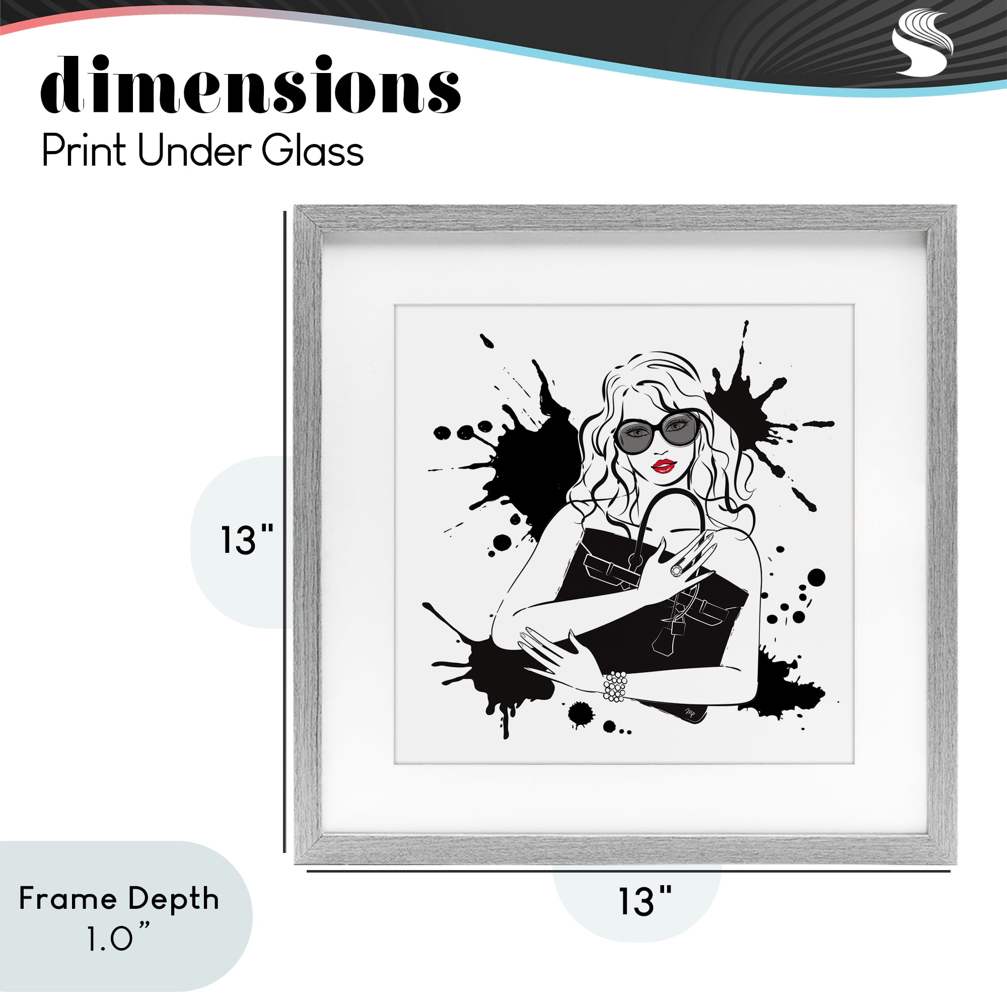 Stupell Industries Black Bag Elegance & Glamour Gray Framed Print Under Glass, design by Martina Pavlova