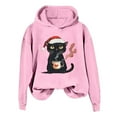 thumbnail image 2 of Christmas Black Cat Hoodies for Women 2025 Long Sleeve Cute Kitten Graphic Hooded Sweatshirt for Cat Lovers Pullover Tops, 2 of 4