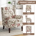 thumbnail image 4 of UIXE Wingback Accent Chair Nailhead Trim Floral Pattern Arm Chair for Living Room, Beige, 4 of 6