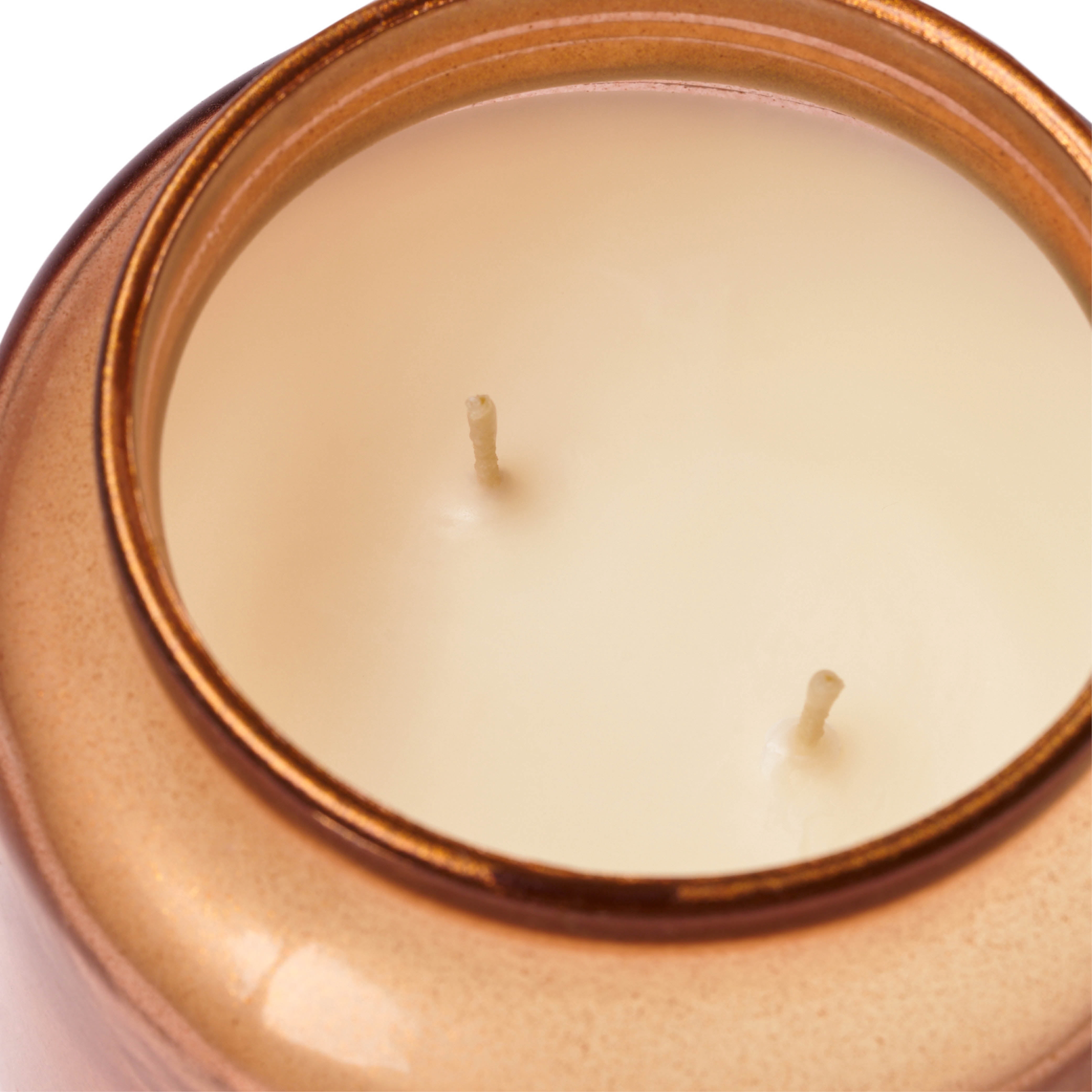 Better Homes & Gardens 2-Wick Orange Glass Jar Candle with Gold Lid, Farm Apple & Pumpkin, 14oz.