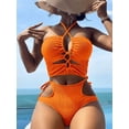 thumbnail image 3 of 2024 Sexy High Wasited Swimsuit Women Solid Bikini Hollow Out Cross Swimwear Female Bathers Bathing Swimming Swim Suit Beachwear, 3 of 6