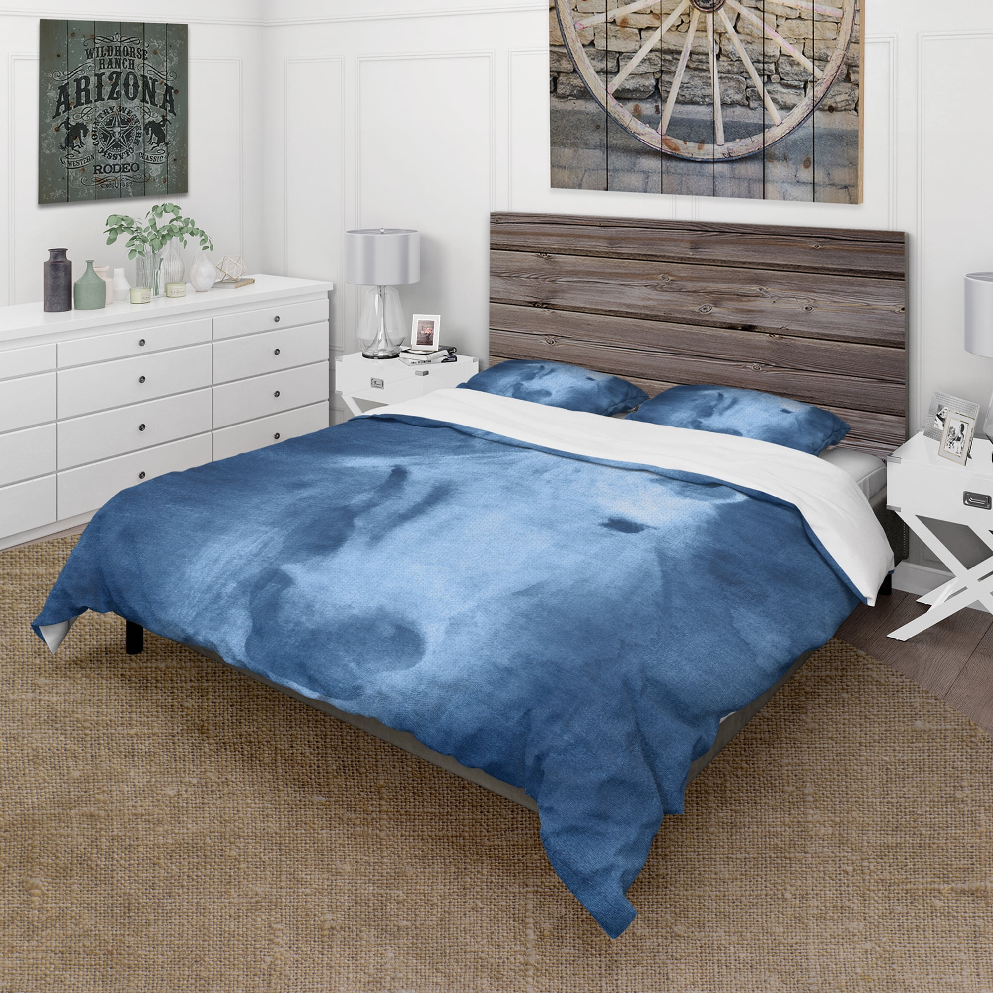 Designart 'Farmhouse Horse IX' Farmhouse Duvet Cover Set