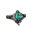 thumbnail image 2 of Vintage Marquise Cut Emerald & Diamond Bridal Ring Set in 14k Black Gold Vermeil - May Birthstone, 2 of 2