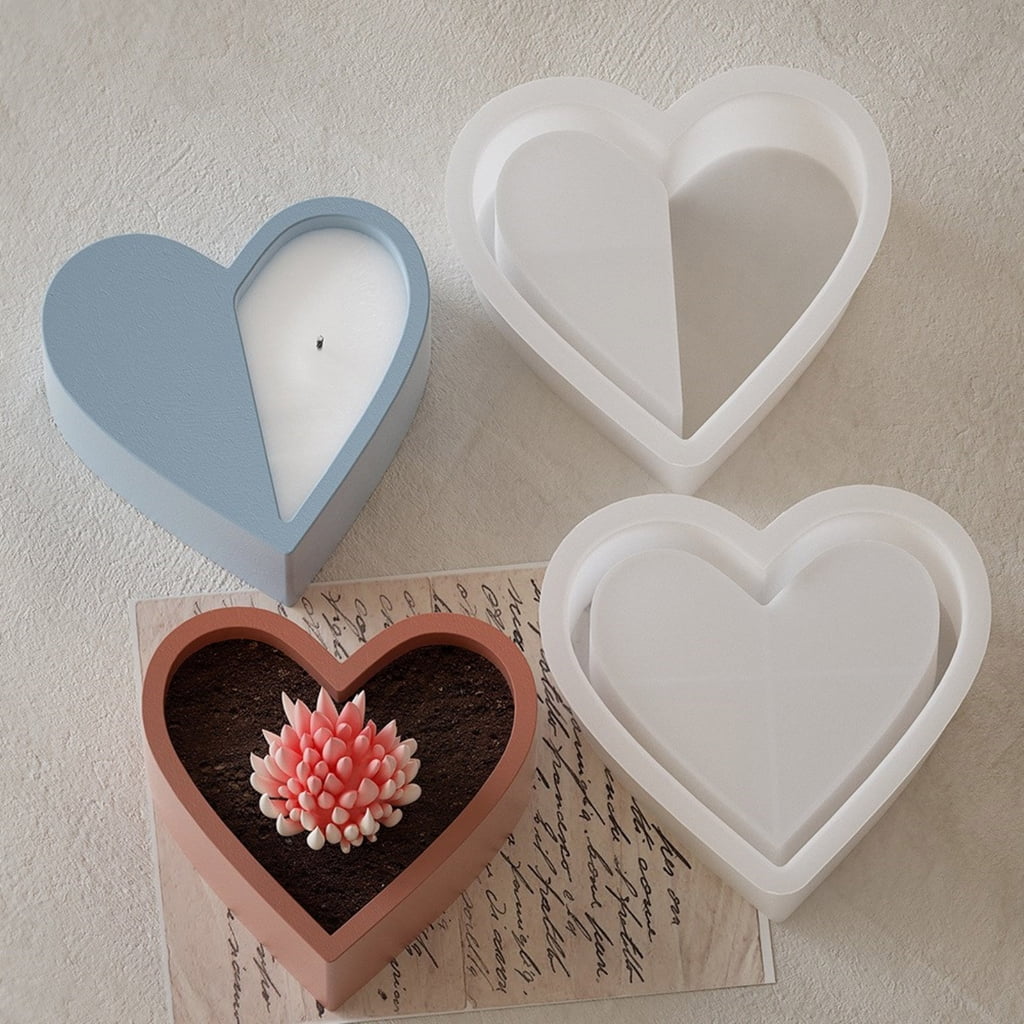 WINDLAND High Temperature Resistant Silicone Heart Mold for Candle Cups Flower Pots Mould
