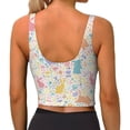 thumbnail image 3 of Fotbe Flower Color Rabbit Pattern Womens' Sports Bra Longline Wirefree Padded with Medium Support Sports Moisture-Wicking Workou Vest,Tank Top-XX-Large, 3 of 9