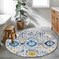 thumbnail image 3 of Round Rugs 4Ft, Vintage Ethnic Round Area Rug Washable Indoor Throw Carpet, Morocco Boho Farmhouse Abstract Texture Soft Non Slip Circle Rug for Kitchen Nursery Room Home Decor Aesthetic, 3 of 8