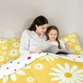 thumbnail image 4 of jejeloiu Cute Daisy 7pcs Bedding Comforter Set,Kawaii Floral Flower Queen Bedding Sets,Orange White Queen Sheet Sets For Girls Kids,Super Cozy Room Decor Reversible, 4 of 8