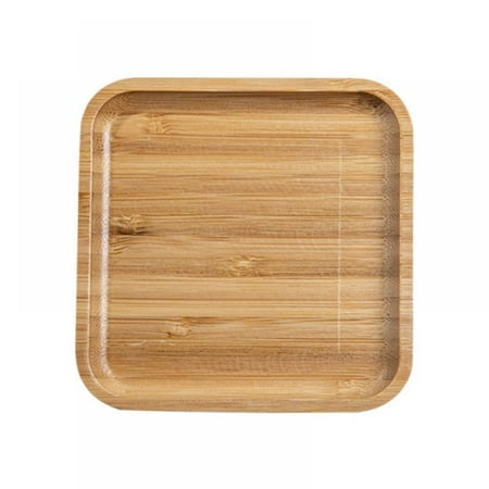 

Bamboo Tray Cheese Plate Food Serving Saucer Wood Square Platter for Coffee Tea Fruit Plant Pot