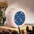 thumbnail image 6 of Yiaed Colorful Ocean Shark Print Travel Jewelry Case Bridesmaid Gift Boxes Jewelry Travel Organizer Small Round Jewelry Box Mini Storage-Pink, 6 of 7